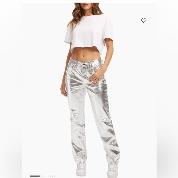 Good American Good Icon Metallic Faux Leather Pants - Picture 1 of 5